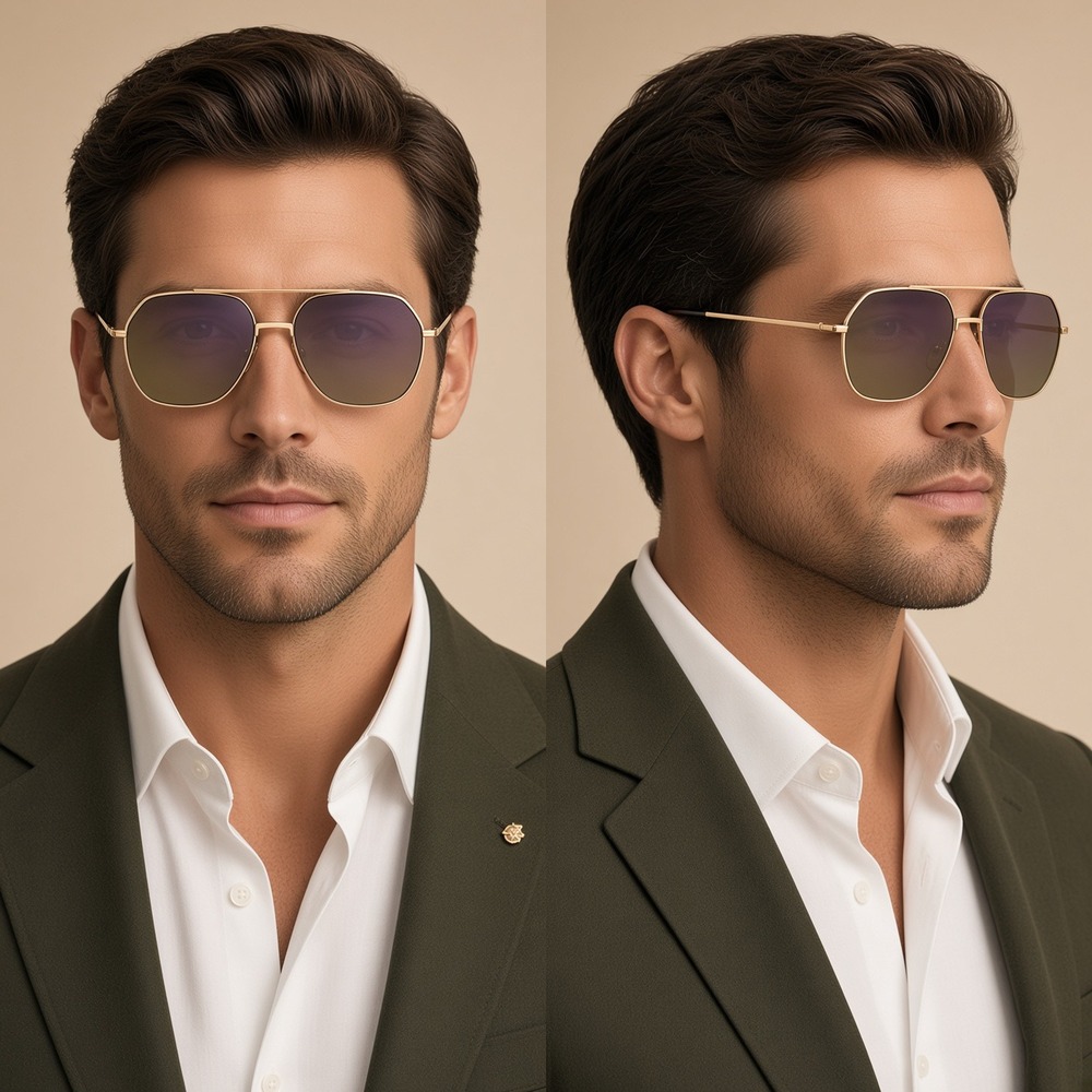 Metal Aviation Sunglasses Men‎ Classic Military Rectangle Shades UV400 Eyewear